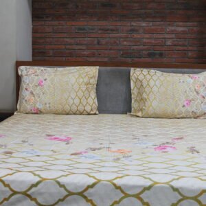 Floral Lattice Gold Bedsheet Set