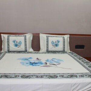 Azure Bloom Border Bedsheet Set