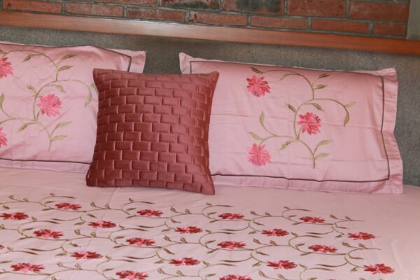 Crimson Bloom Stitch Bedsheet Set - Image 3