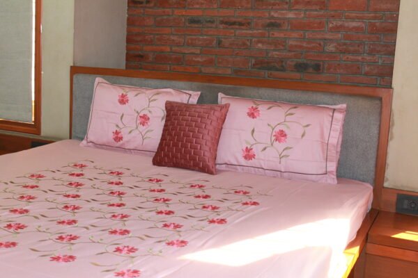 Crimson Bloom Stitch Bedsheet Set - Image 12