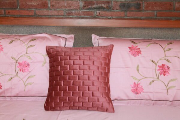 Crimson Bloom Stitch Bedsheet Set - Image 15