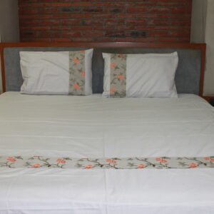 Coral Blossom Border Double Bedsheet Set