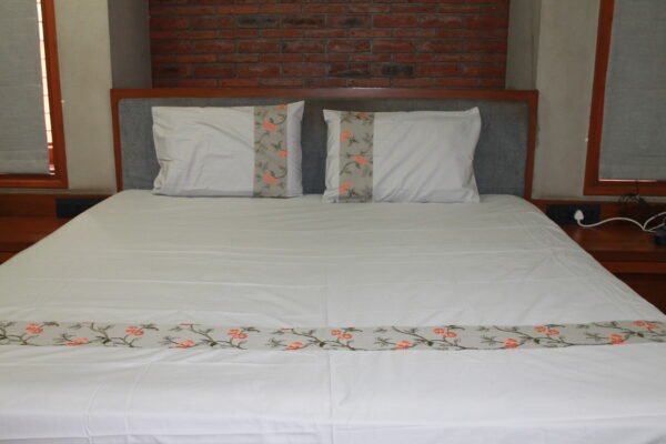 Coral Blossom Border Double Bedsheet Set