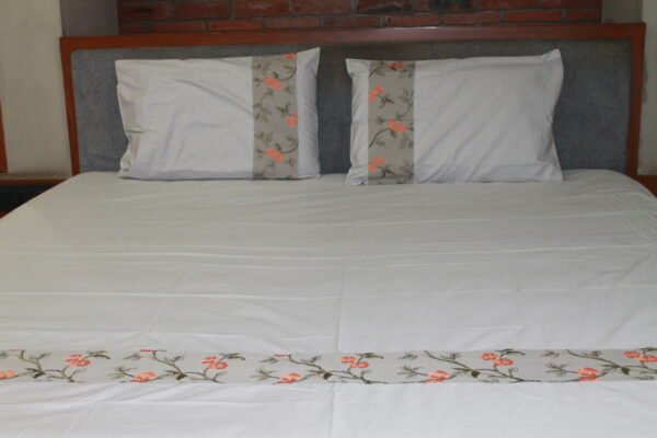 Coral Blossom Border Double Bedsheet Set - Image 4