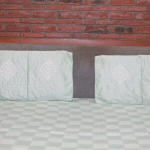 Mint Checker Cotton Bedsheet Set
