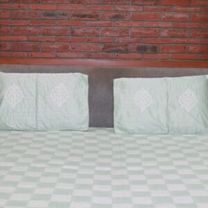Mint Checker Cotton Bedsheet Set