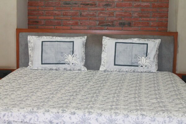 Silver Blossom Cotton Bedsheet Set