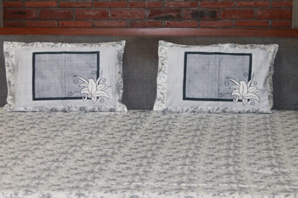 Silver Blossom Cotton Bedsheet Set - Image 2