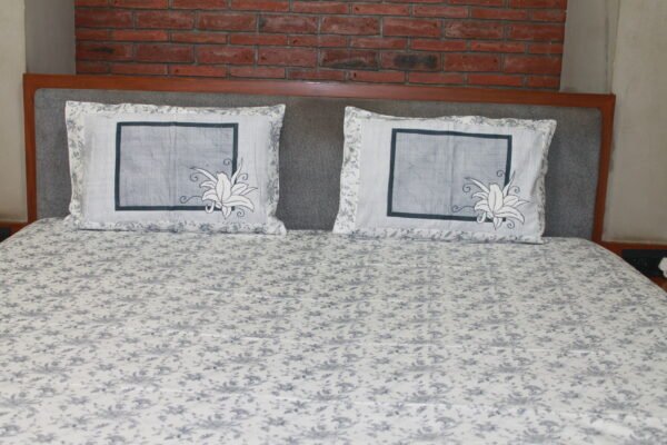 Silver Blossom Cotton Bedsheet Set - Image 4