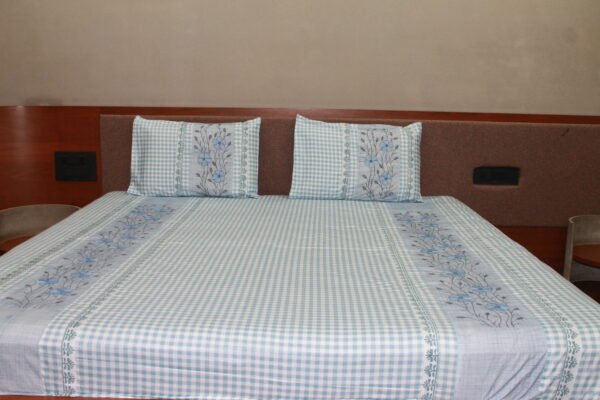 Blue Meadow Cotton Bedsheet Set - Image 2