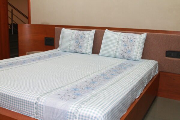 Blue Meadow Cotton Bedsheet Set
