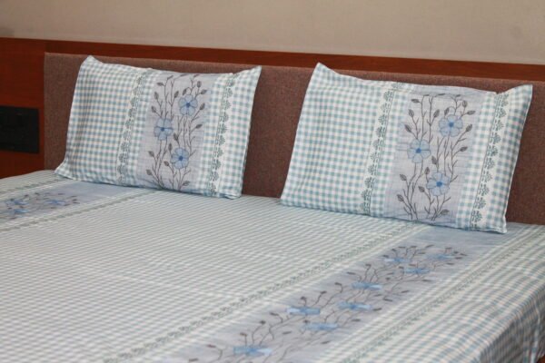 Blue Meadow Cotton Bedsheet Set - Image 8